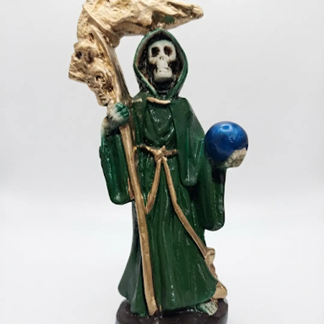 Figura de la Santa Muerte color verde 12 cm 2