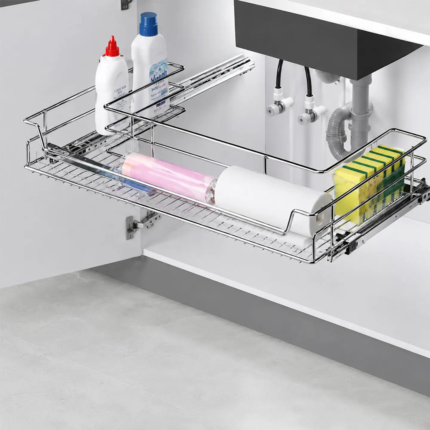 CESTA EXTRAIBLE (SACADO-CIFON) CROMADO C/S ANCHO 800mm 1