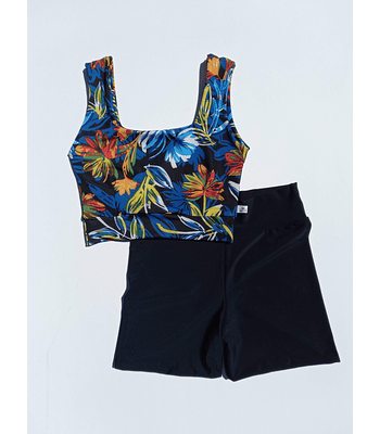 Top Renata estampado a elección + short de baño negro