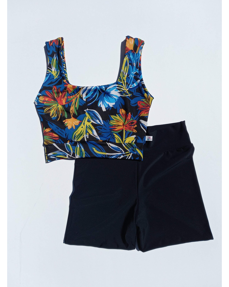 Top Renata estampado a elección + short de baño negro