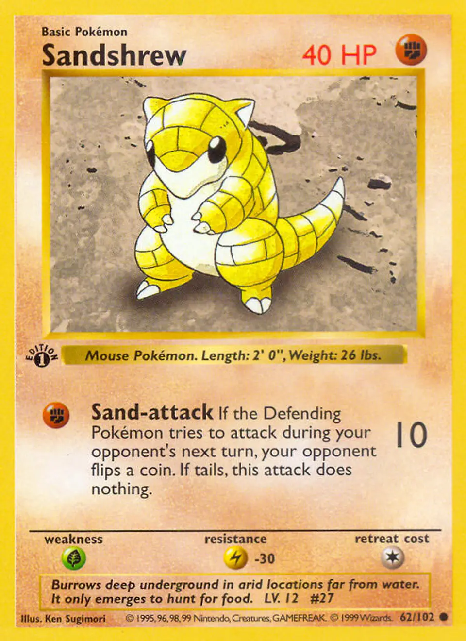 Sandshrew #62 (Base Set) 1