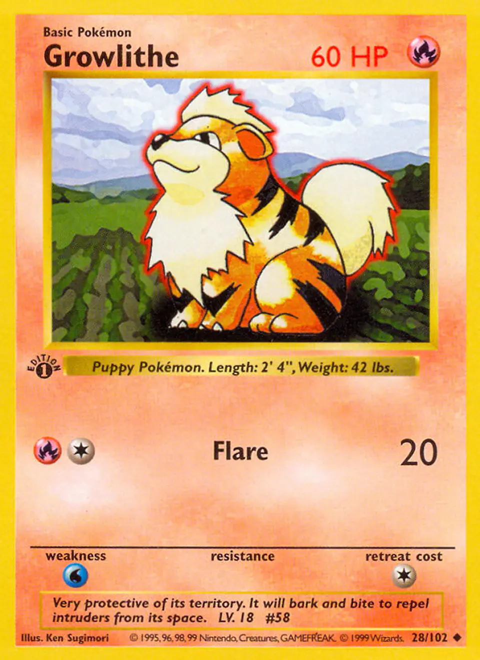 Growlithe #28 (Base Set) 1