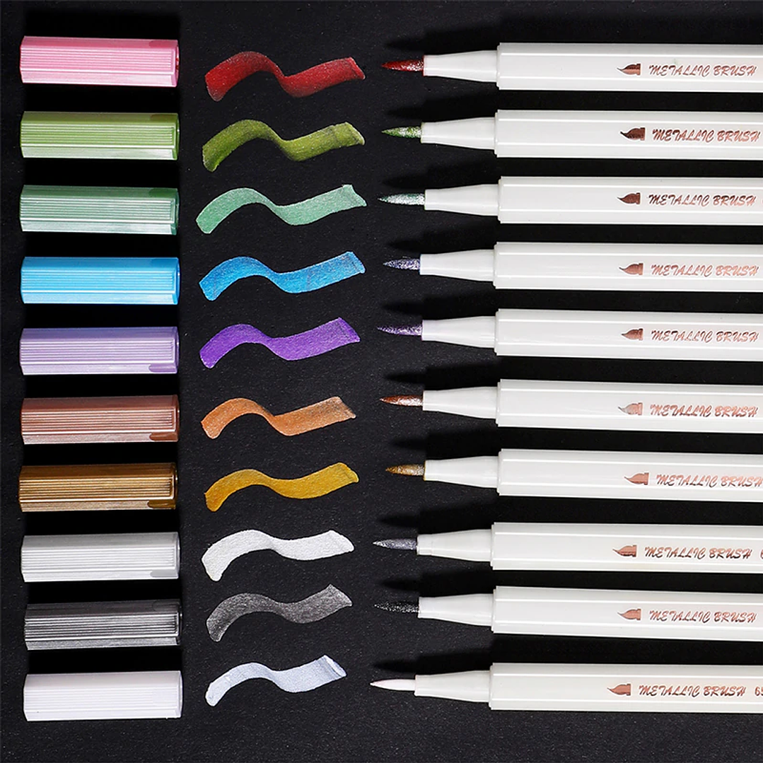 Set lápices punta pincel metalizada 1