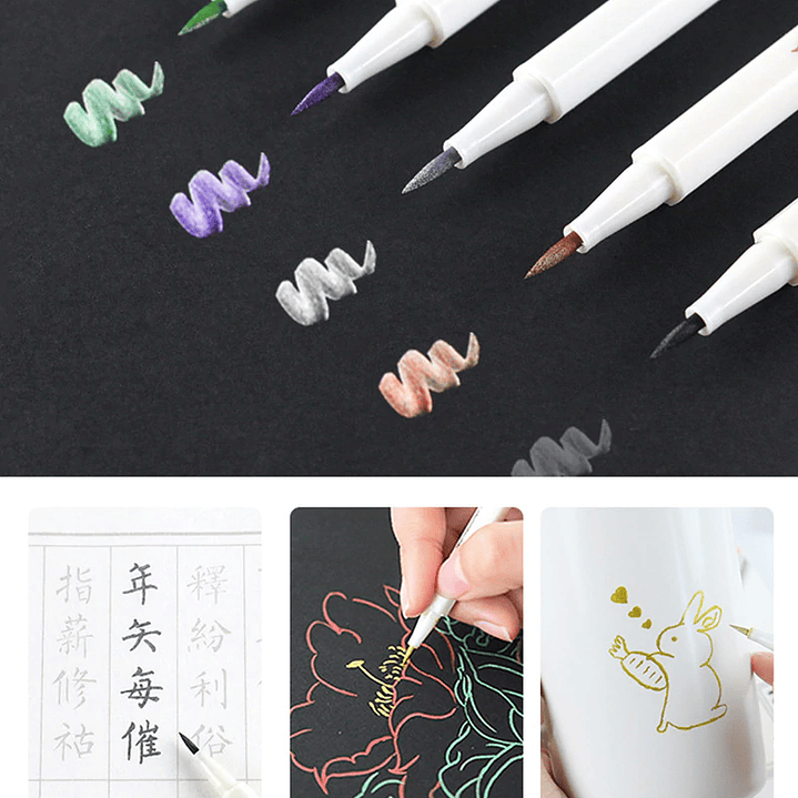 Set lápices punta pincel metalizada 2