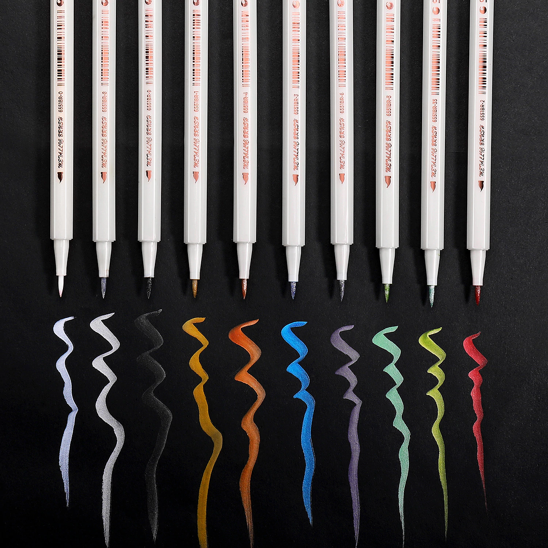 Set lápices punta pincel metalizada 3