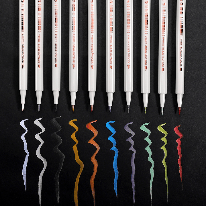 Set lápices punta pincel metalizada 3