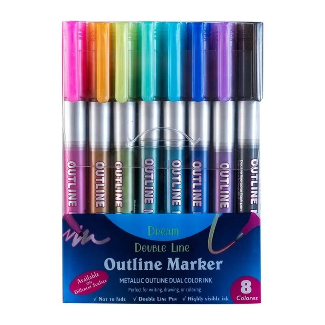 Set Lápices Outline tinta metalizada 8 colores 1