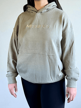 Poleron con gorro verde oliva