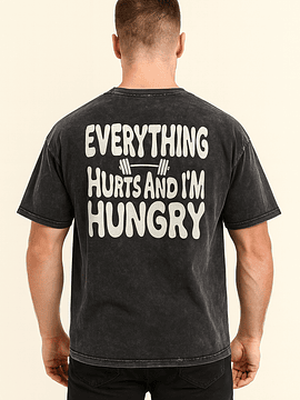 POLERA OVERSIZE - EVERYTHING HURTS NEGRA BLANCO