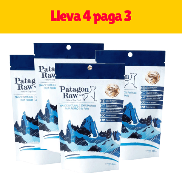 Snack perro Pack 4x3 pollo Patagon Raw