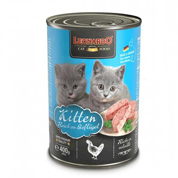 Leonardo para gatos kitten quality selection sabor ave lata 400 grs