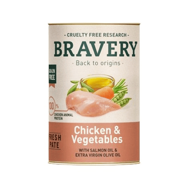 Bravery lata perros pollo y vegetales 290 gr
