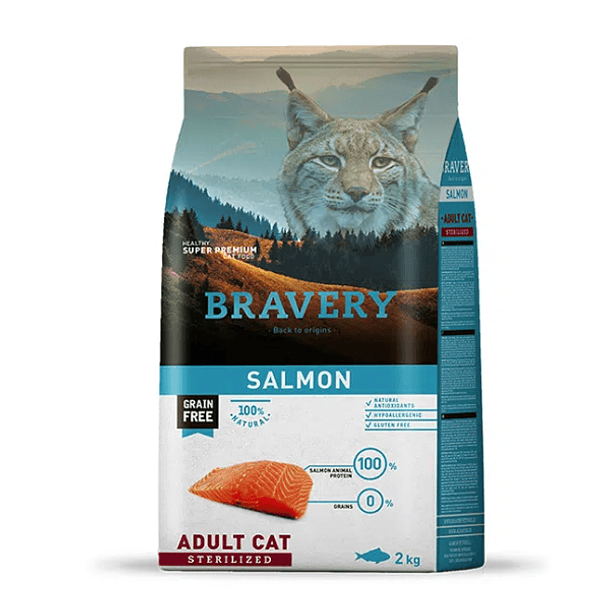 Bravery Salmón gatos esterilizados 2 Kg