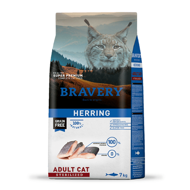 Bravery Herring gatos esterilizados 7 Kg