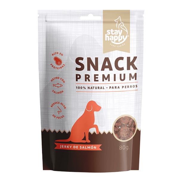 Stay Happy Snack Premium Jerky Salmón para Perros 80 gr