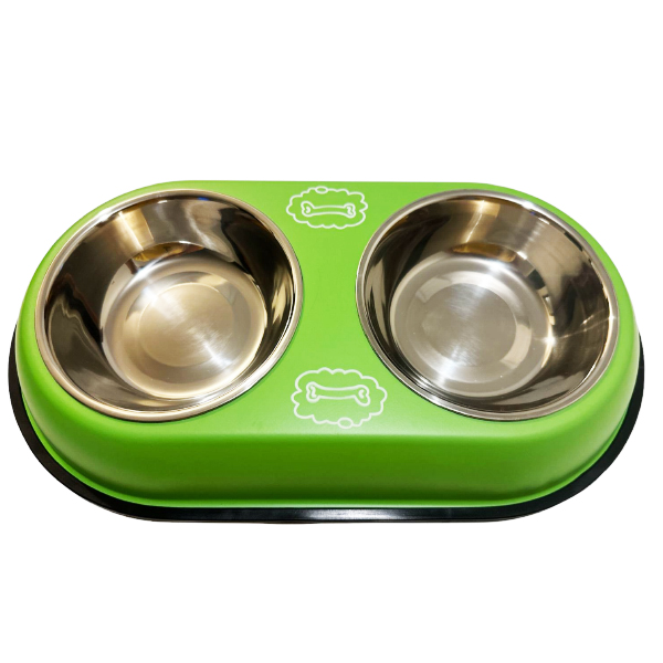 Plato Doble Antideslizante Pequeño Mascotas