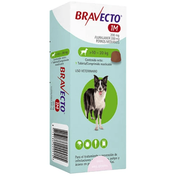 Bravecto perro 10 a 20 kilos 1 tableta