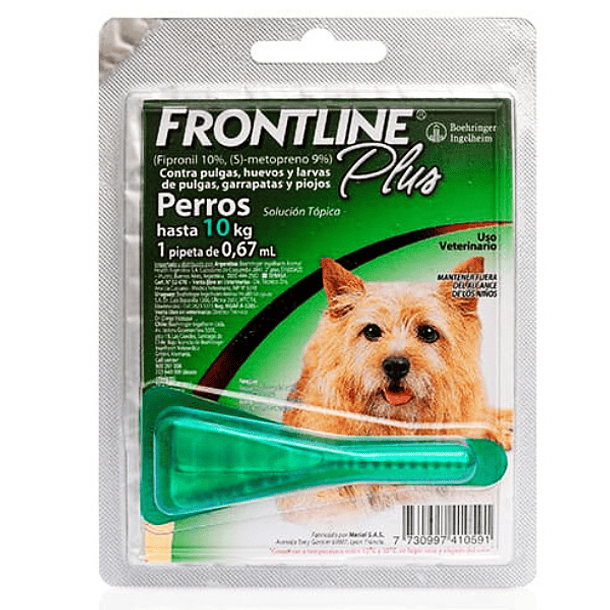 Frontline Plus perros hasta 10 Kg 1 pipeta 0,67 ml