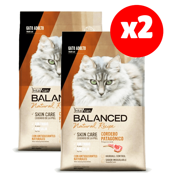 Pack 2 Vitalcan Balanced gato adulto cordero 7,5 Kg