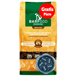 Barfood perro pavo 12 Kg + plato gratis