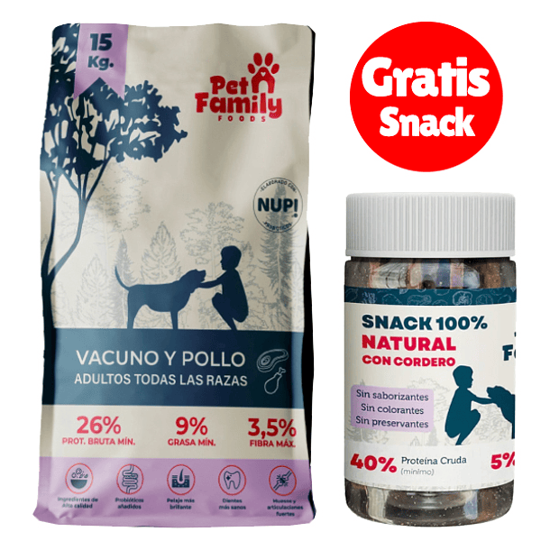 Gratis Snack + PetFamily alimento perro adulto 15 Kg 1