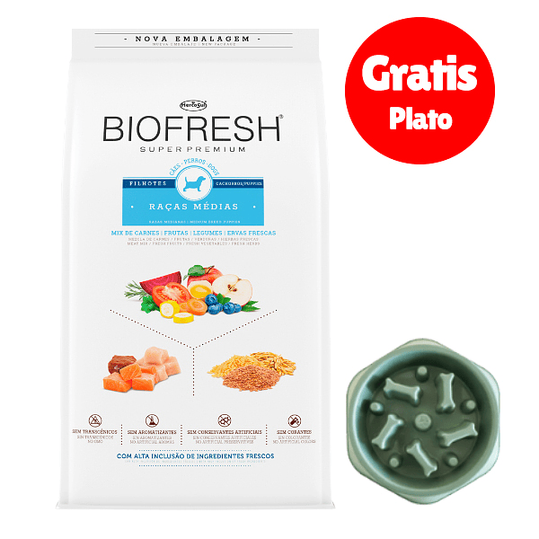 Biofresh cachorros medianos 10,1 Kg + Plato antiestrés