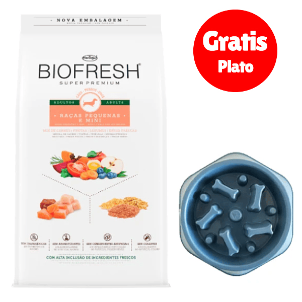 Gratis Plato + Biofresh adulto pequeños y mini 10,1 Kg