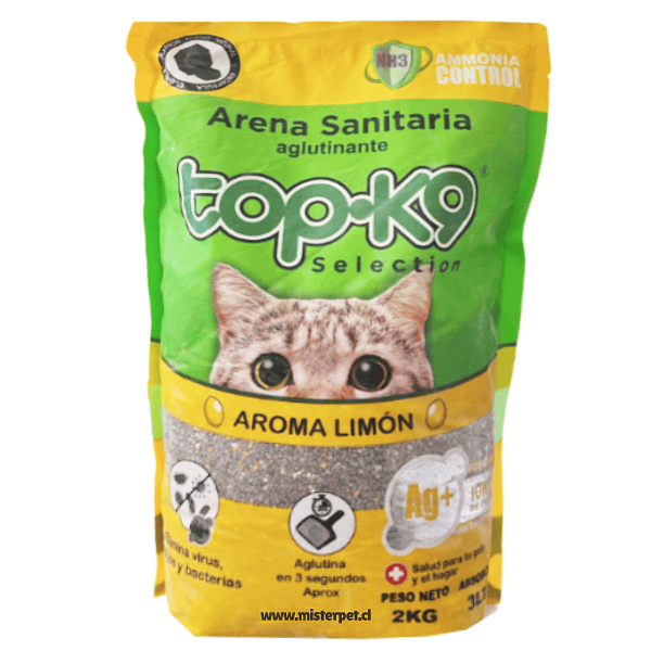 TopK9 Limón iones de plata 2 kg Arena Sanitaria