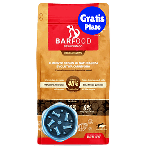 Gratis Plato + Barfood perro vacuno 12 Kg