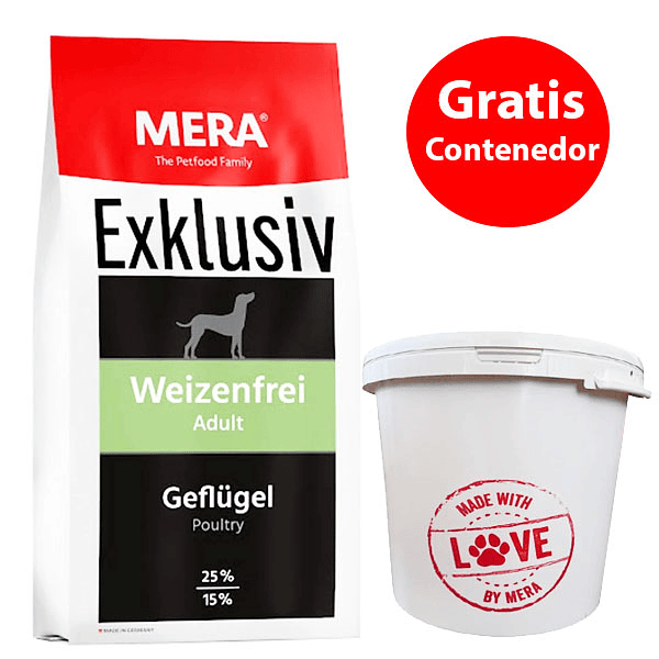 Gratis Contenedor + Mera Exklusiv Perro Adulto Weizenfrei 15 Kg