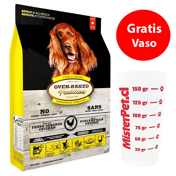 Gratis Vaso + Oven Baked perro adulto pollo 11,34Kg