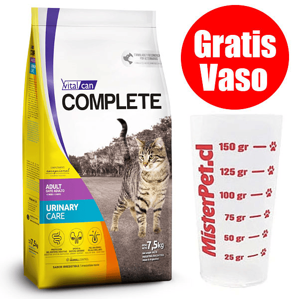 Gratis Vaso + Vitalcan Complete Gato Adulto Urinary 7,5 Kg