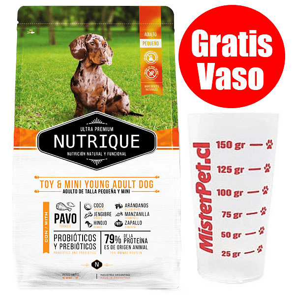 Gratis Vaso + Nutrique Adulto Pequeño y Mini 7,5 Kg