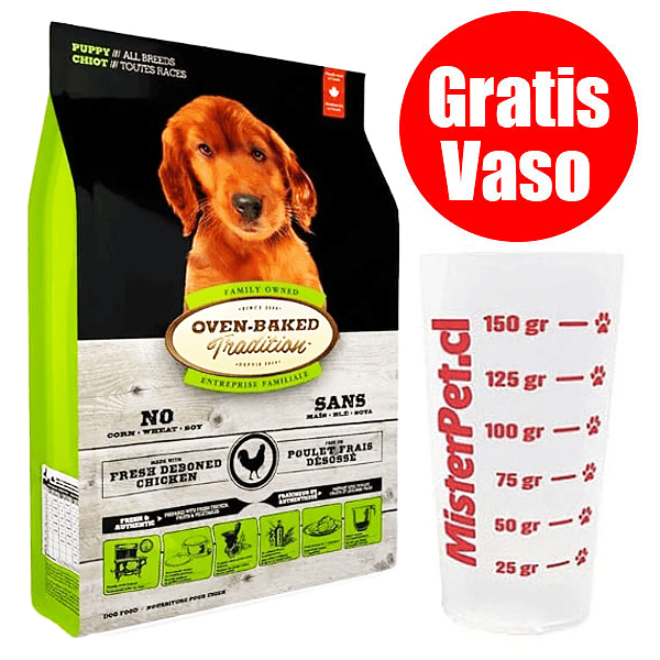 Gratis Vaso + Oven Baked Perro Cachorro 11,34 Kg