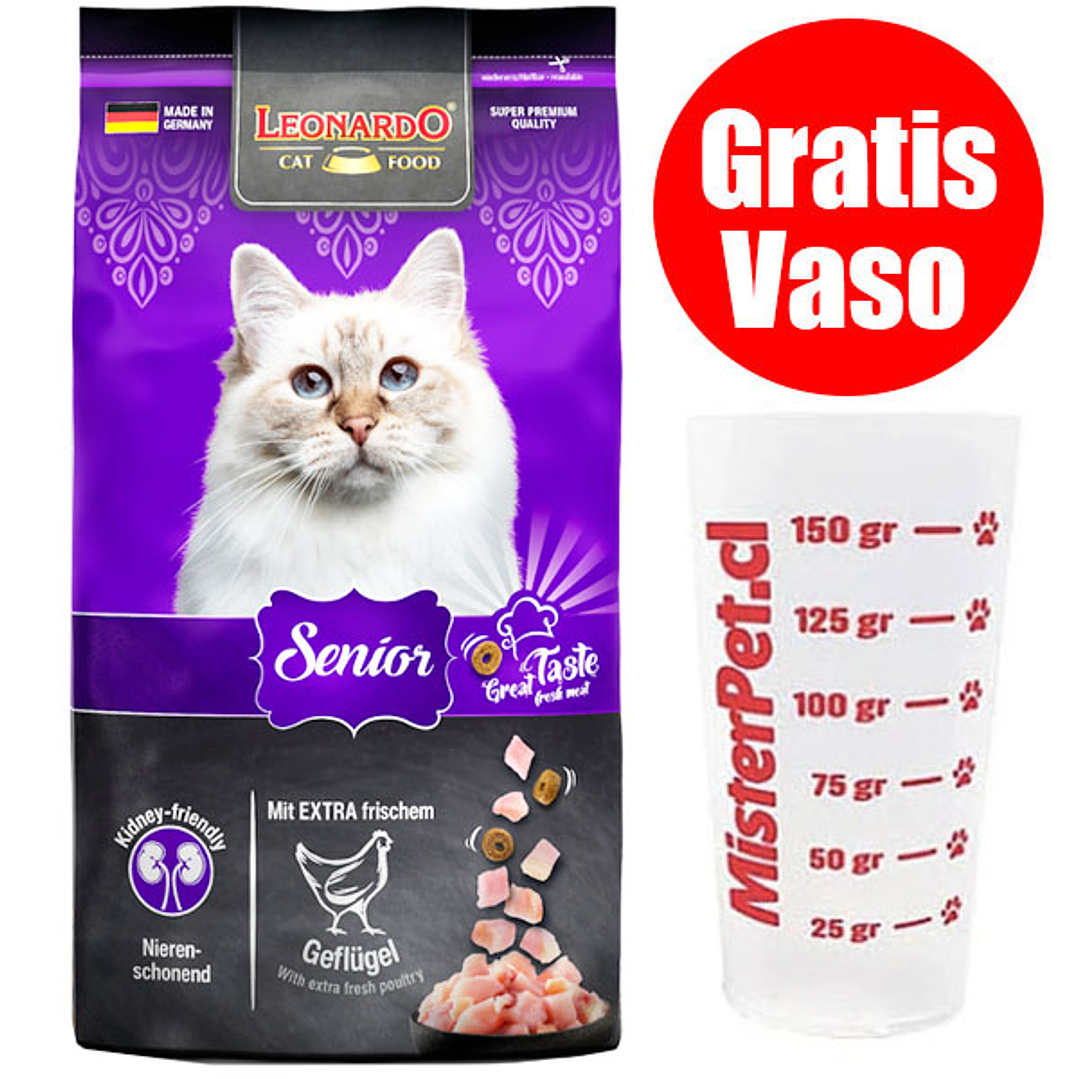 Gratis Vaso + Leonardo Gato Senior 7,5 Kg 1