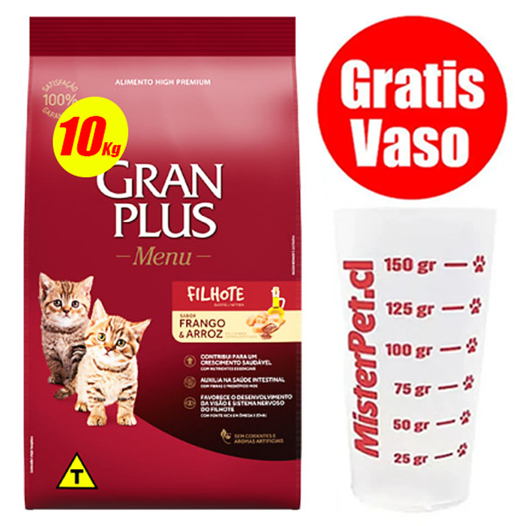 Gratis Vaso + Gran Plus Gato Kitten 10 Kilos 1