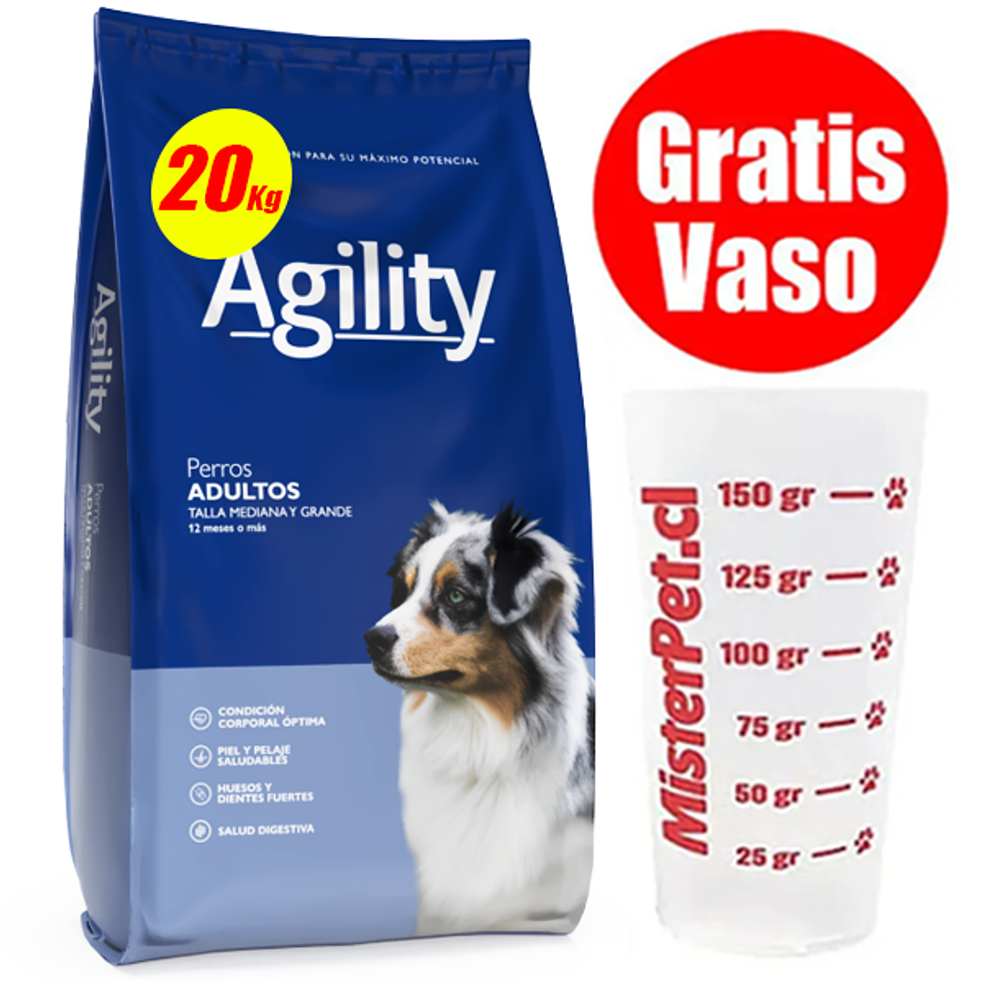 Gratis Vaso + Agility Perro Adulto Grande y Gigante 20 kg 1