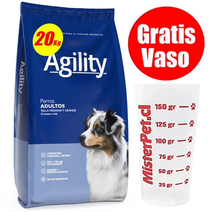 Gratis Vaso + Agility Perro Adulto Grande y Gigante 20 kg 1
