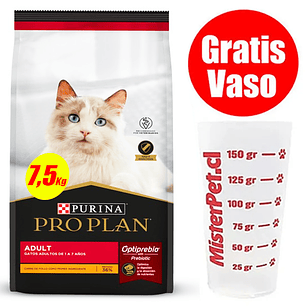 Gratis Vaso + ProPlan Gato Adulto 7,5 Kg