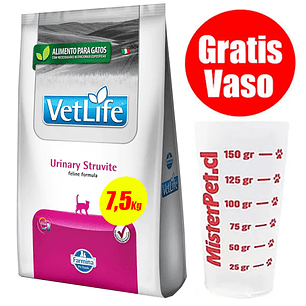 Gratis Vaso + Vetlife Gato Urinary Struvite 7,5 kg