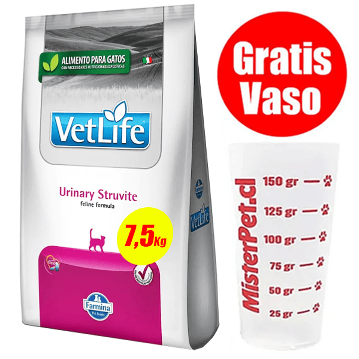 Gratis Vaso + Vetlife Gato Urinary Struvite 7,5 kg 1