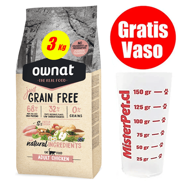 Gtatis Vaso + Ownat Gato Adulto Grain Free Pollo 3 kg 1
