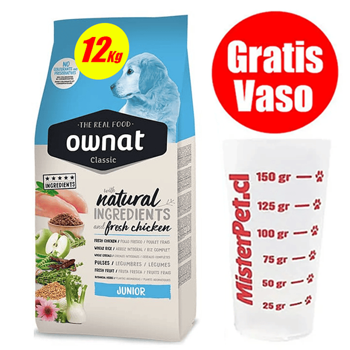 Gratis Vaso + Ownat Classic Perro Junior 12 kg 1