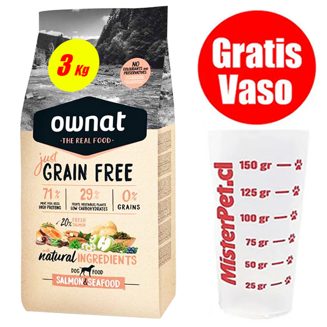 Gratis Vaso + Ownat Grain Free Salmón Perro 3 kg 1
