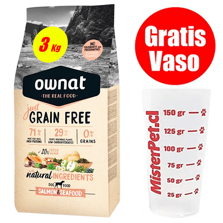 Gratis Vaso + Ownat Grain Free Salmón Perro 3 kg 1