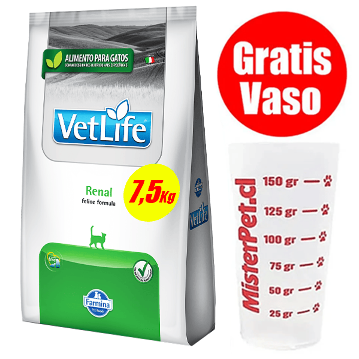 Gratis Vaso + Vetlife Gato Renal 7,5 Kg 1