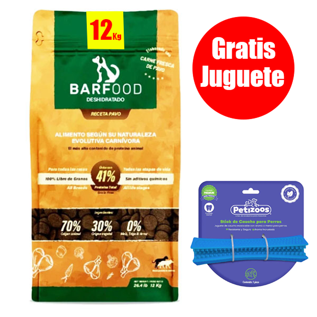 Gratis Juguete + Barfood Perro Pavo 12Kg 1