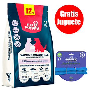 Gratis Juguete + PetFamily Perro Grain Free 12 Kg