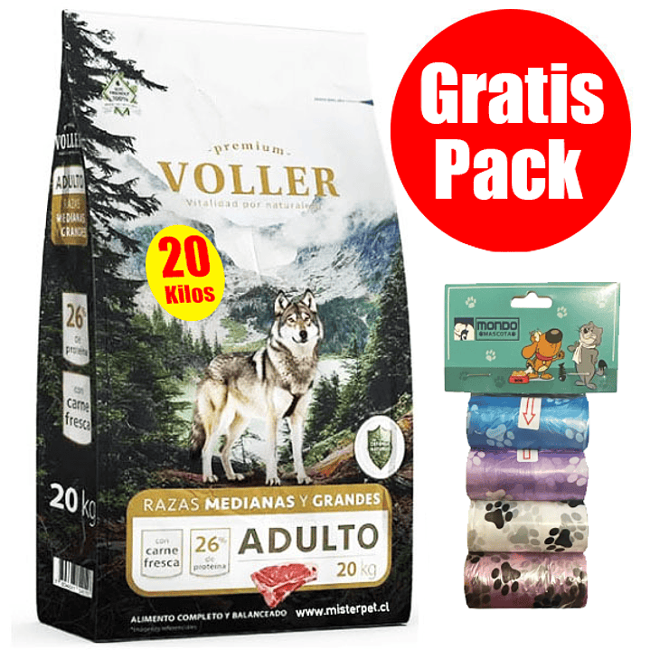 Gratis Pack + Voller Alimento Perro Adulto 20 kg 1