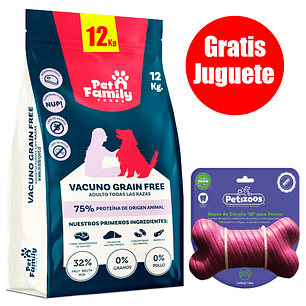 Gratis Juguete + PetFamily Perro Grain Free 12 Kg